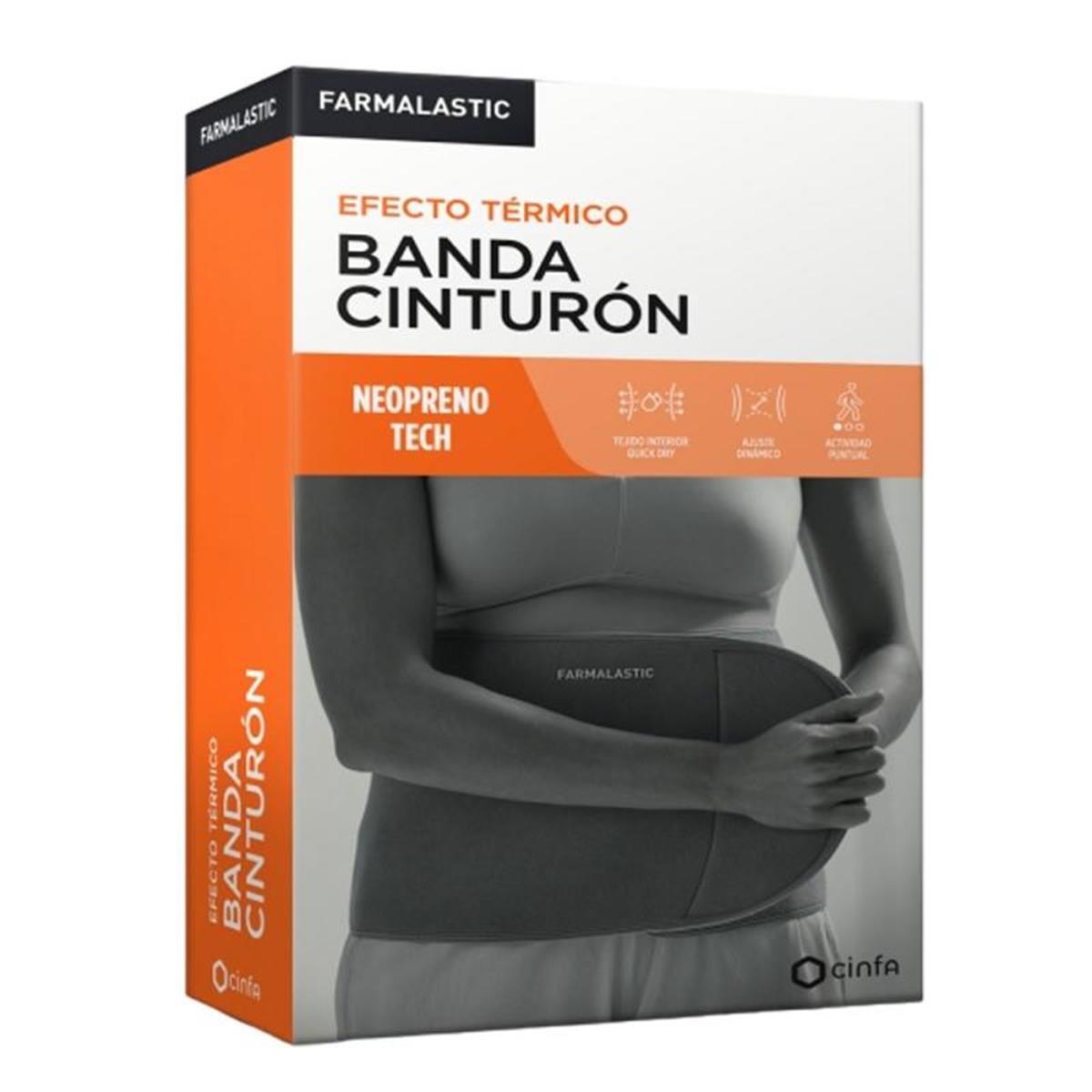 Faja de neopreno Farmalastic para soporte lumbar y alivio del dolor de espalda.