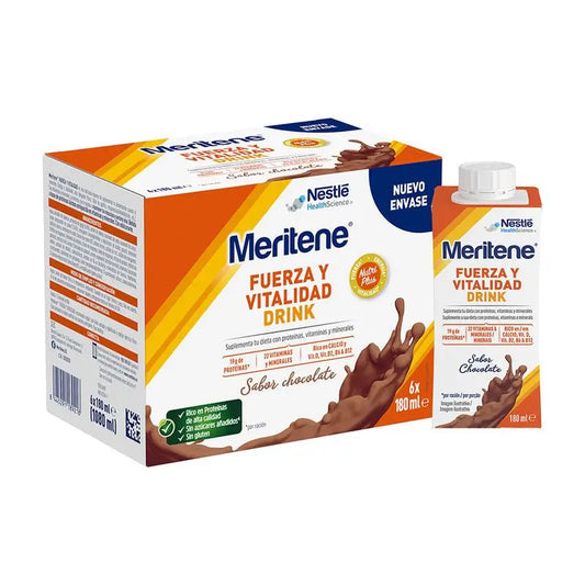 Pack de batidos Meritene Fuerza y Vitalidad Drink de Nestlé Health para energía y vitalidad.