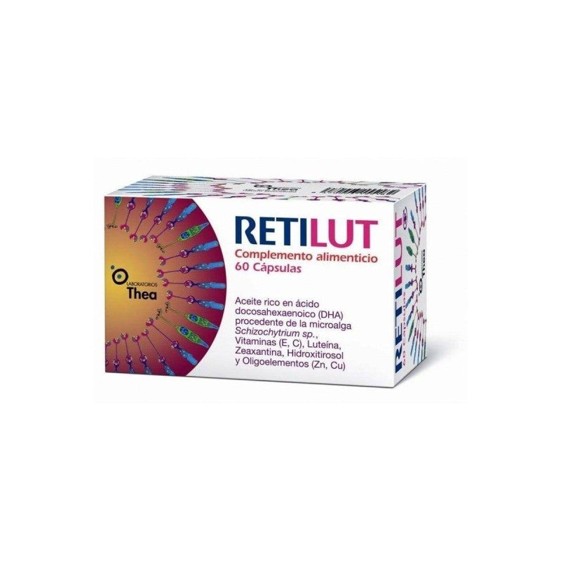 Envase de Retilut 60 Cápsulas, suplemento para la salud visual de FlyFarma.