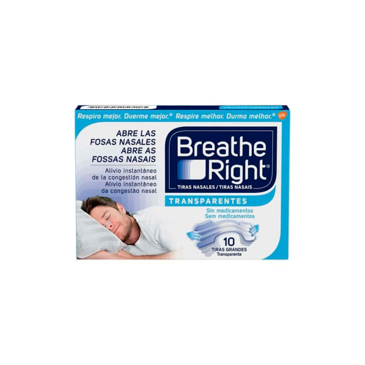 Tiras Nasales Breathe Right Pq Trans 10u