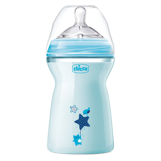 Biberon Plastico T Silicona Chicco Naturalfeeling Azul 6m+ 330 ML Flujo Rapido
