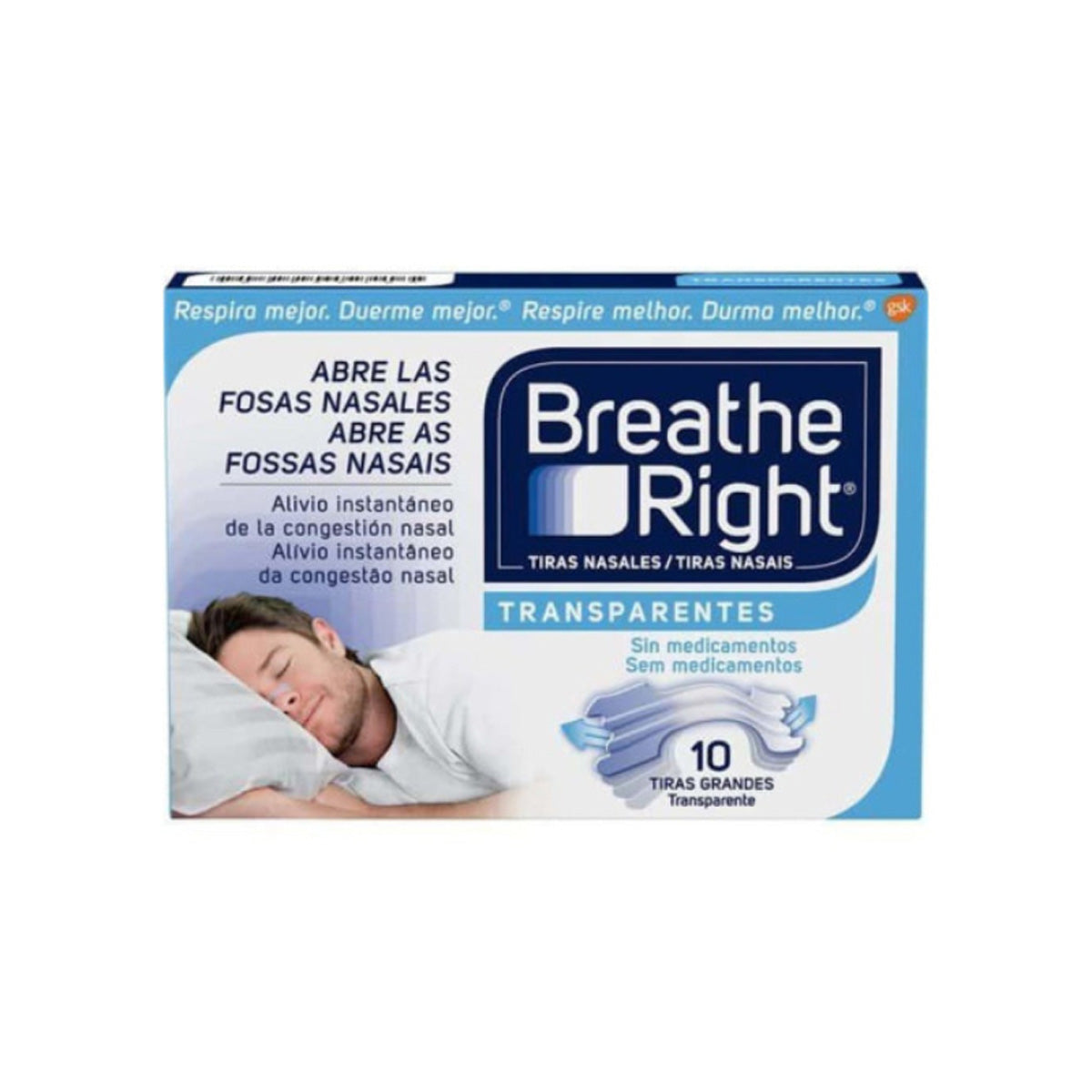 Tiras Nasales Breathe Right Gd Transp 10
