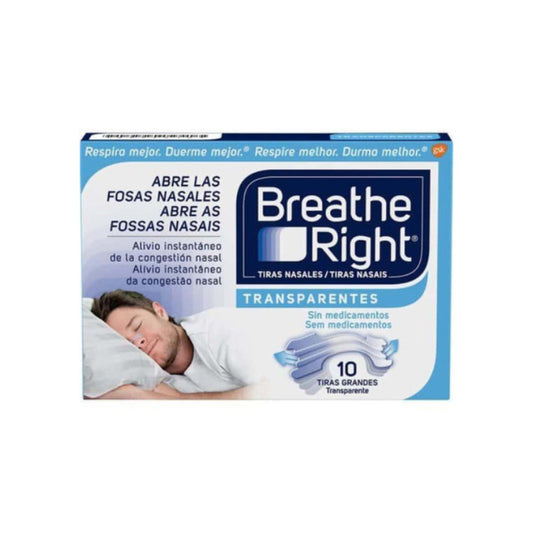 Tiras Nasales Breathe Right Gd Transp 10