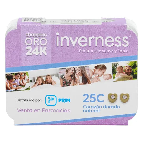 Inverness Pendiente 24K 25C Corazon Dora