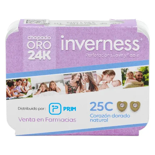 Inverness Pendiente 24K 25C Corazon Dora