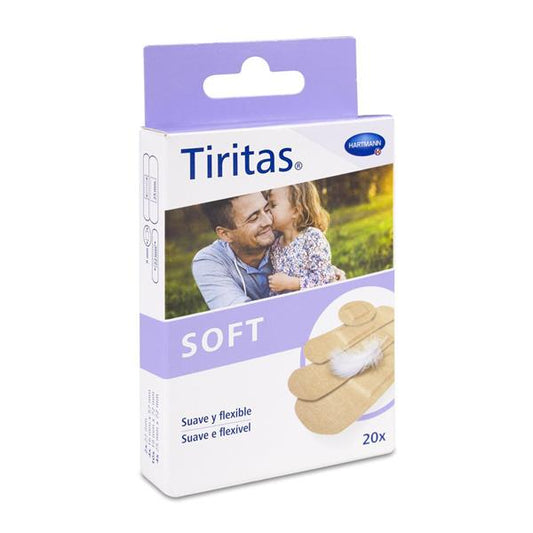 Caja de Tiras Adhesivas Tiritas Sensitive 20 U de Hansaplast, ideales para pieles delicadas.
