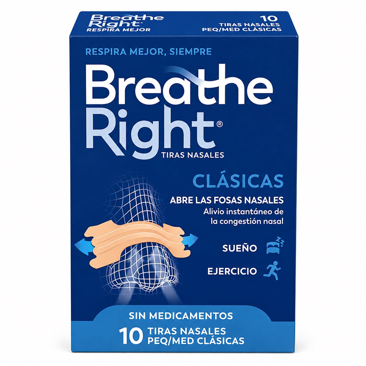 Tiras Nasales Breathe Right Mediana 10 U
