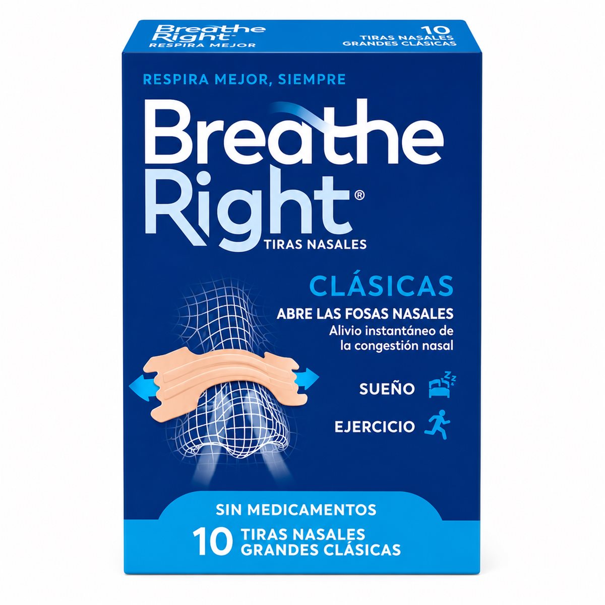 Tiras Nasales Breathe Right Grande 10 U
