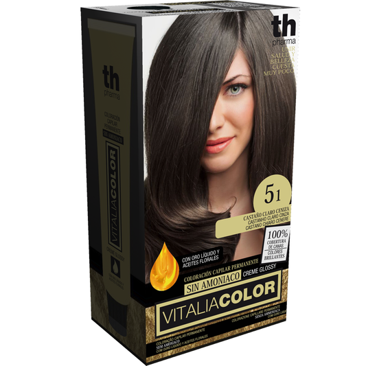Pack de Th Pharma 5.1 Vitalia coloración castaño claro ceniza para cabello.