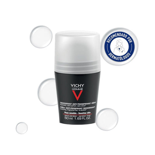 Vichy Homme Desodorante Roll-On Pieles Sensibles 48H · 50 ml