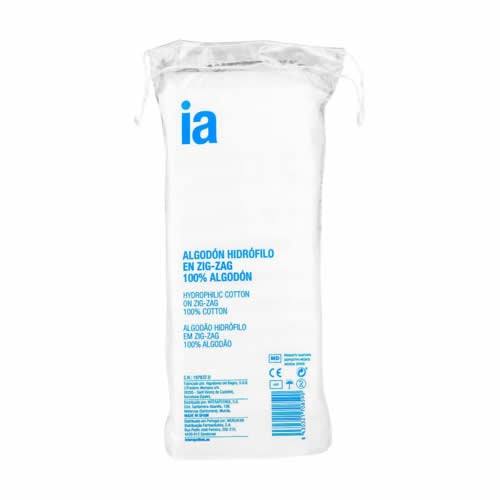 Paquete de Algodon Zig-Zag Interapothek, ideal para higiene y cuidado personal.