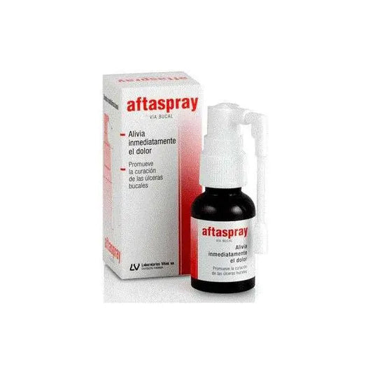 Frasco de Aftaspray 20 Ml, spray bucal para el alivio de aftas de FlyFarma.