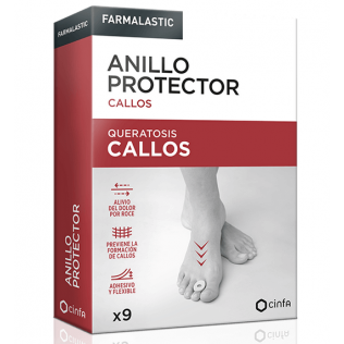 Anillo protector de callos Farmalastic para aliviar la presión y el dolor en los pies.