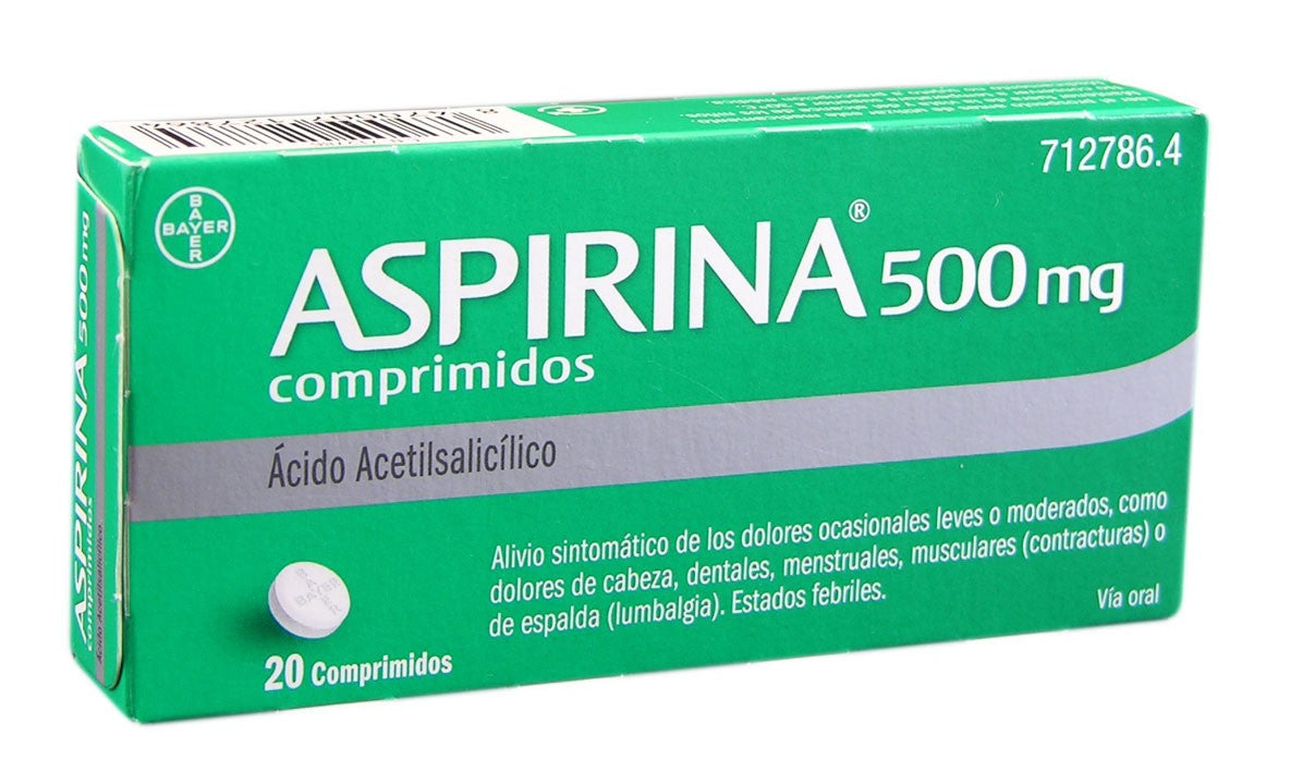 Aspirina 500 Mg 20 Comprimidos