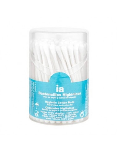 Caja de Bastoncillos Higiénicos Interapothek, ideales para la limpieza auricular segura y suave.