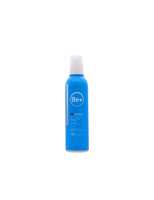 Envase de Be+ Skin Protect Emulsión Post Solar 1, emulsión ligera para después del sol.
