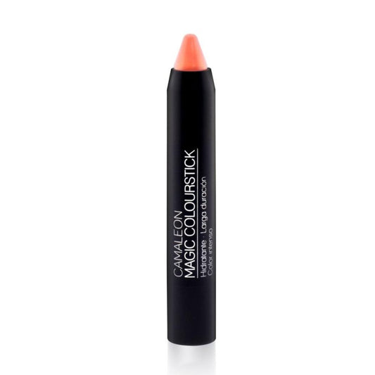 Labial Camaleon Magic Colour Stick en tono Meloc de FlyFarma, mostrando su color adaptable y textura