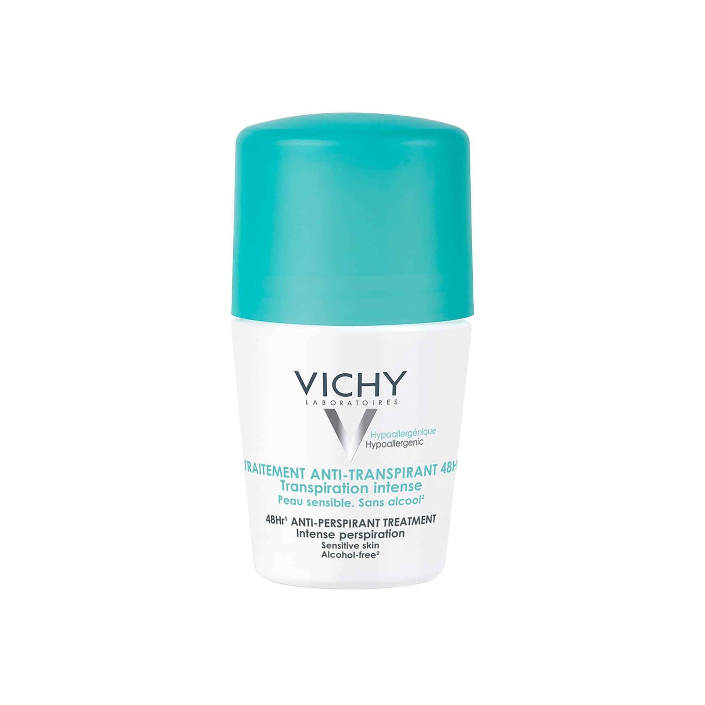 Vichy Desodorante Roll-On Tratamiento 48H para transpiración intensa.