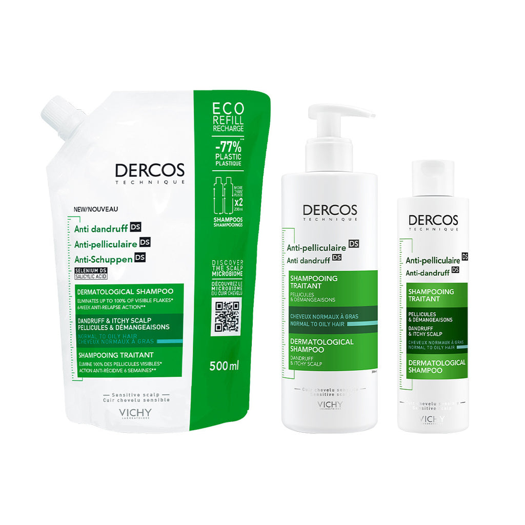 Vichy Dercos Champú Anticaspa Cabello Graso · Pack + Recarga