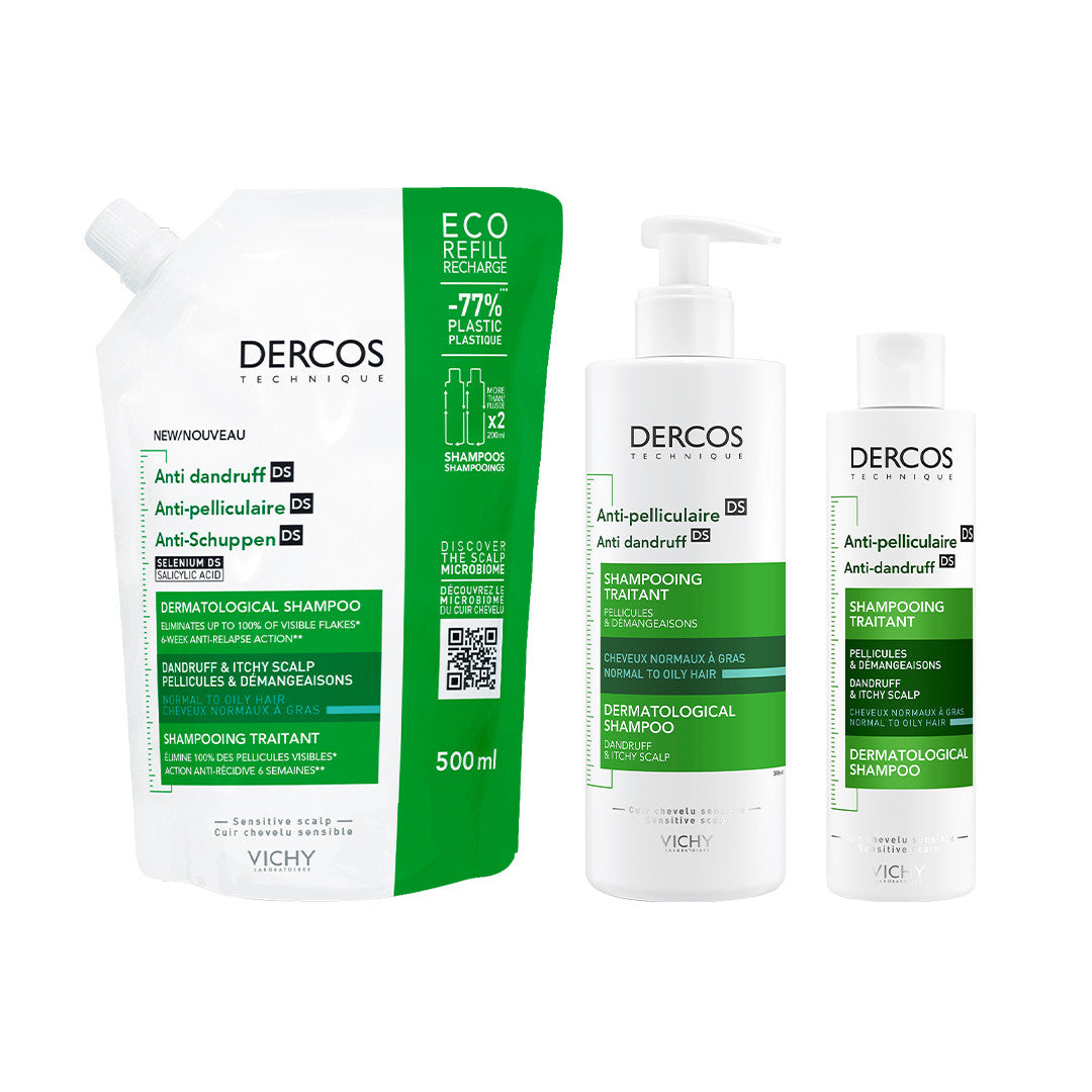 Vichy Dercos Champú Anticaspa Cabello Graso · Pack + Recarga