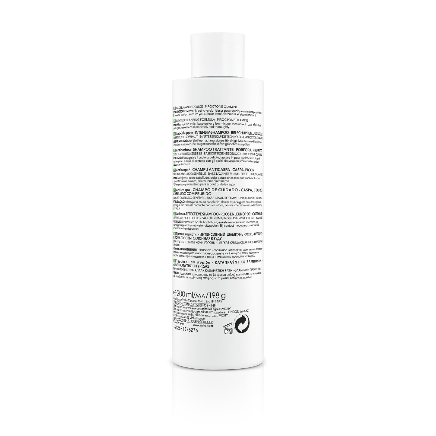 Botella de Vichy Dercos Champú Anticaspa para Cuero Cabelludo Sensible de 200 ml