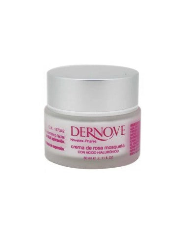 Envase de Dernove Crema de Rosa Mosqueta, ideal para hidratación y regeneración de la piel.