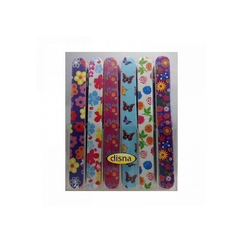 Lima de uñas de fibra de vidrio marca Disna, para manicura y pedicura.