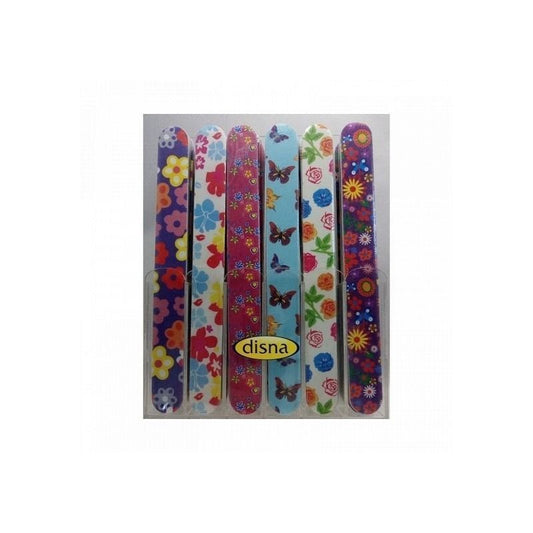 Lima de uñas de fibra de vidrio marca Disna, para manicura y pedicura.