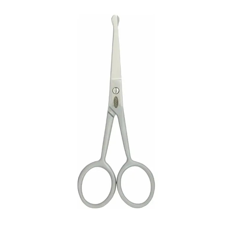 Tijera Disna Pharma para cortar bigote, barba y vello nasal con precisión y seguridad.