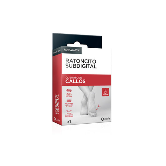 Ratoncito protector subdigital para alivio de callos, marca Farmalastic.