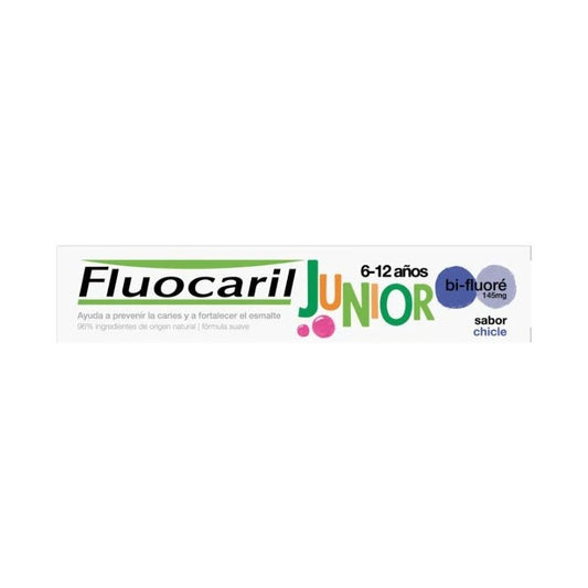Envase de pasta de dientes Fluocaril Junior 7-12 Años sabor Bubble de 50ml.
