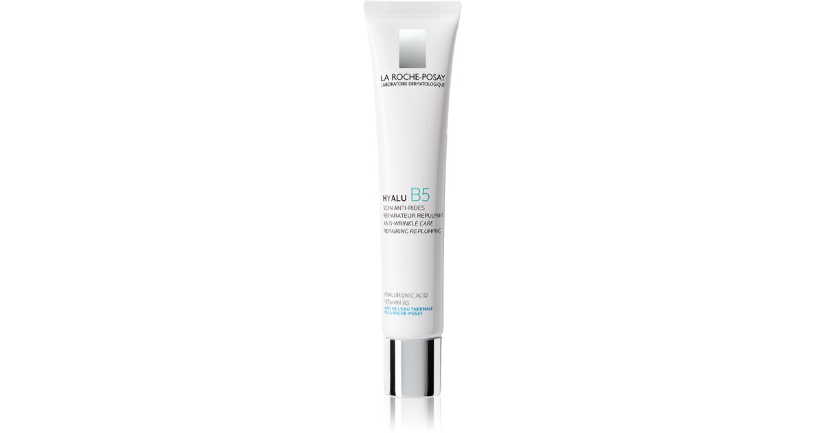 Envase de La Roche-Posay Hyalu B5 Recarga Crema 50g, mostrando la textura rica y el logo de la marca