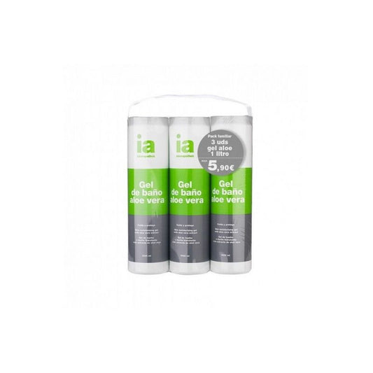 Envase de Interapothek Gel Aloe Vera Triplo mostrando su textura y color.