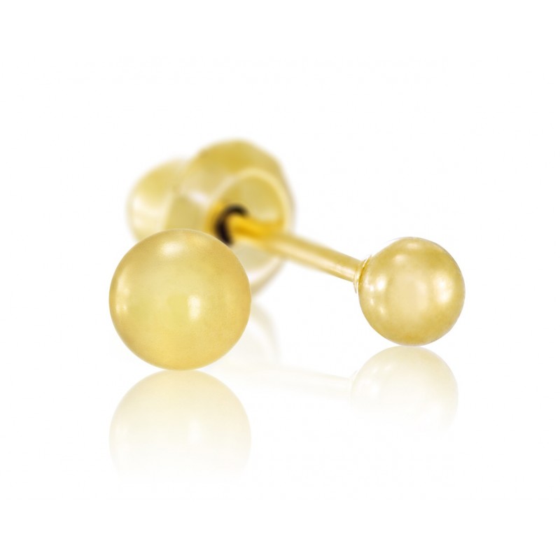 Pendientes Inverness 24K 10C con forma de bola dorada, diseño elegante y seguro para uso diario.
