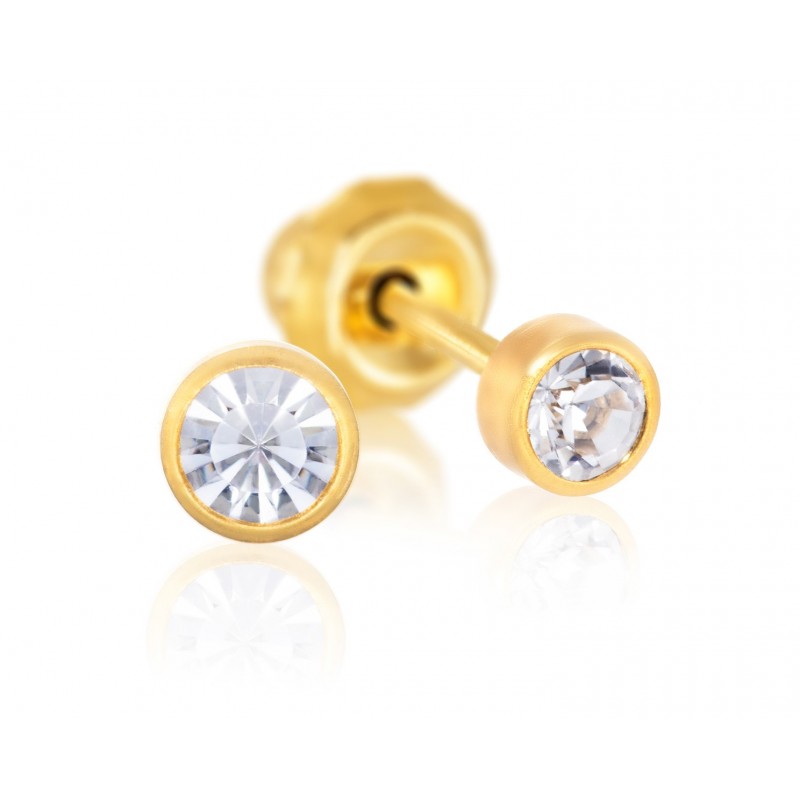 Pendiente Inverness 24K 41C Solitario Bi de oro con piedra brillante, presentado por FlyFarma.