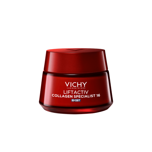 Vichy Liftactiv Collagen Specialist Crema de Noche para piel más firme y joven.