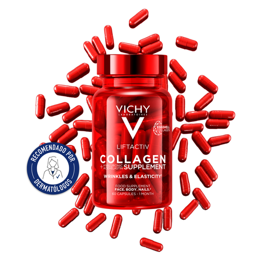 Caja de Vichy Liftactiv Colágeno Specialist, complemento alimenticio para la piel con colágeno y vit