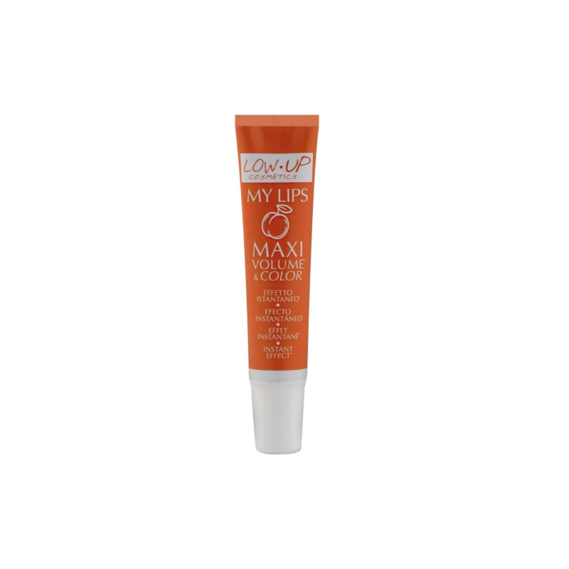 Envase de Low-Up My Lips Melocotón Maxi Volume para dar volumen a los labios.