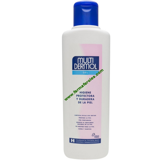 Botella de Multidermol Gel de 750 ml, gel corporal para hidratación y cuidado de la piel.