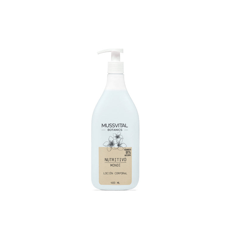 Mussvital Monoi Loción Nutritiva para piel seca y sensible, botella de 400ml en FlyFarma.