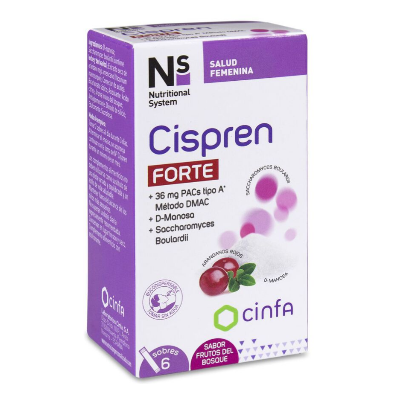 Caja de Ns Cispren Forte 6 Sobres de Cantabria Labs, con extractos de arándano rojo y gayuba para el