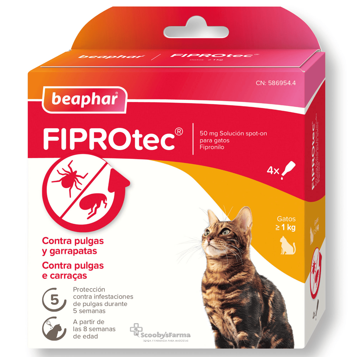 Fiprotec 50 Mg Solucion Spot-On Para Gato