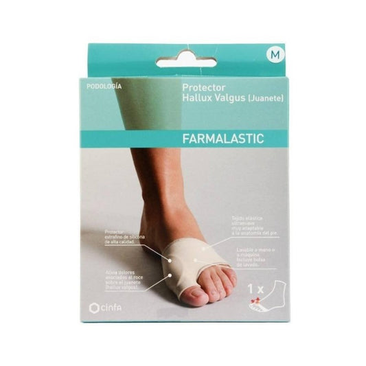 Protector de juanetes Hallux Valgus de la marca Farmalas, diseñado para aliviar la presión y la fric