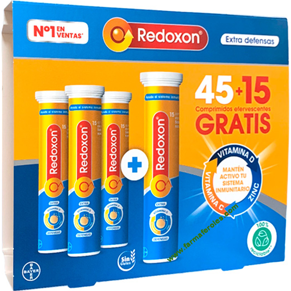 Caja de Redoxon 45 +15 XXL de Bayer, suplemento para el sistema inmunitario y la energía.
