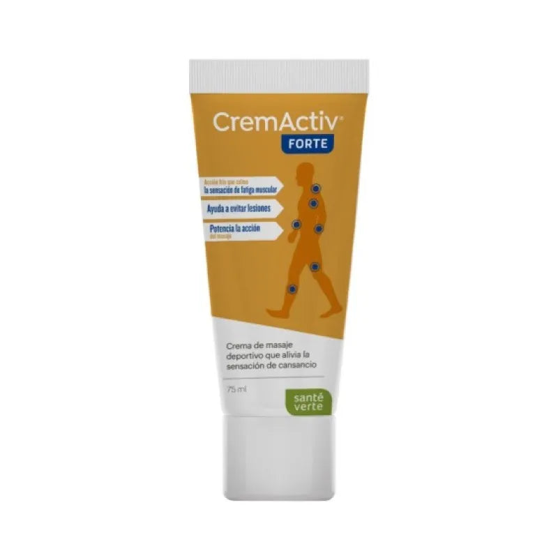 Envase de Sante Verte Cremactiv Forte Masaje Deport, crema para el alivio muscular.