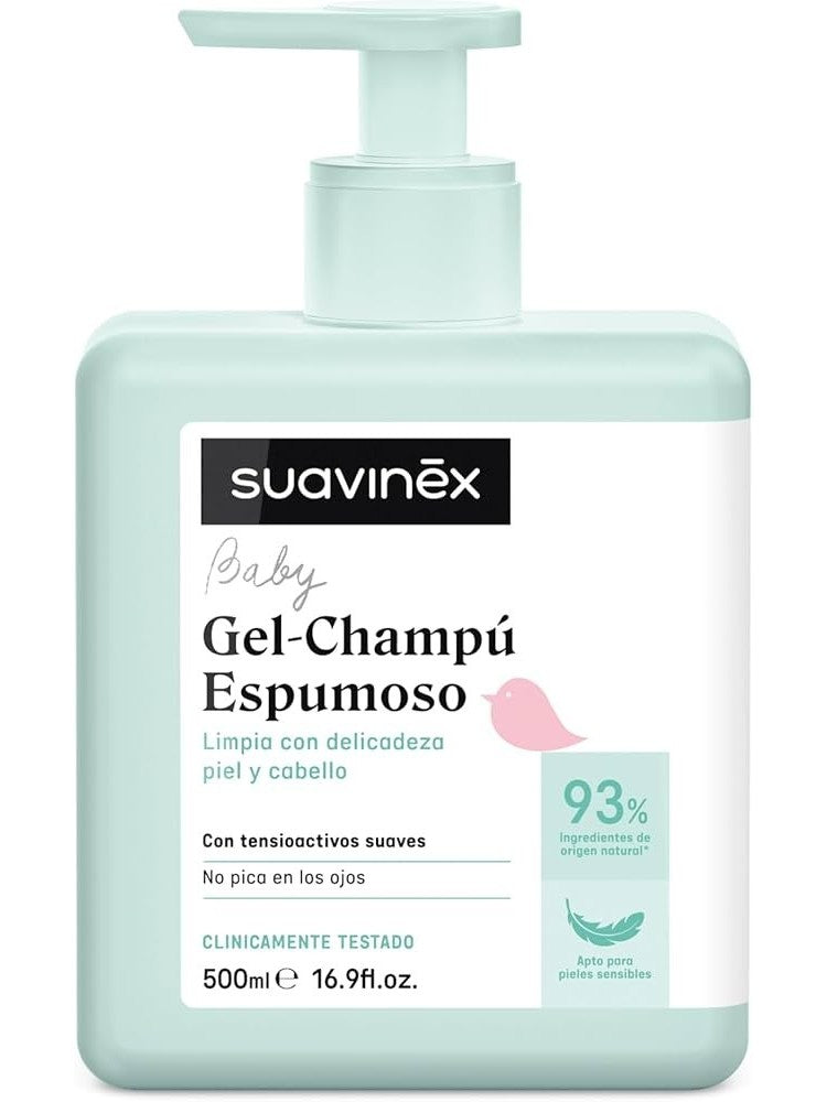 Botella de Suavinex Gel Champú Pediátrico 500 ml para higiene del bebé en FlyFarma.