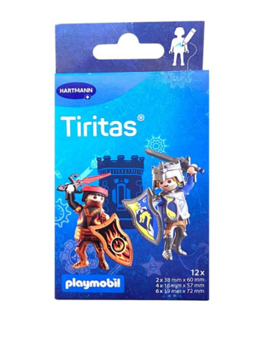 Caja de Tiritas Playmobil Aposito Adhesivo Boys 1 de Hansaplast con diseños de personajes.