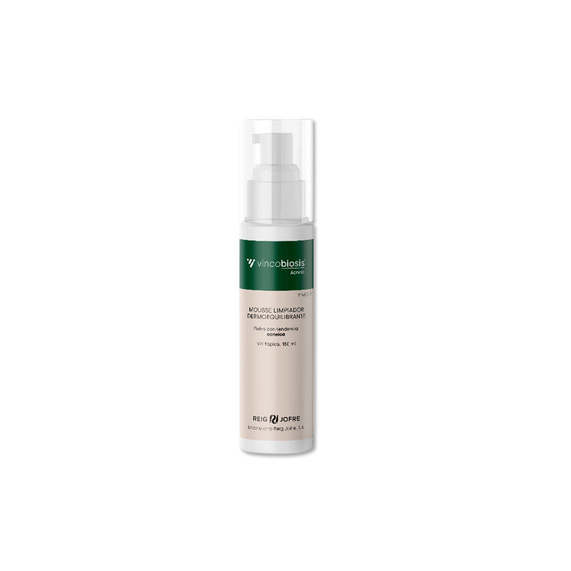 Bote de Vincobiosis Acneic Mousse 150 ml, espuma limpiadora para pieles con tendencia acneica.